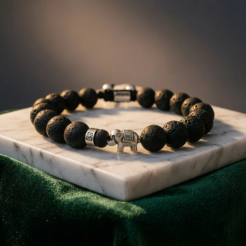 Elephant Bracelet With Lava Stone - 10mm — view 1