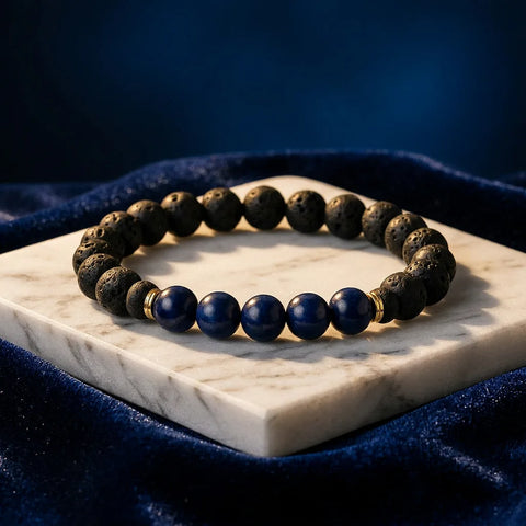 Lapis Lazuli Lava Stone Bracelet — view 1