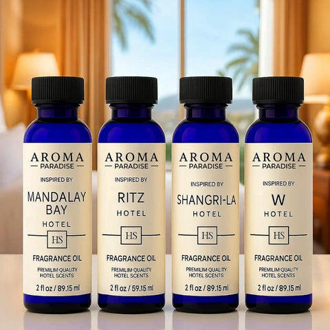 Hotel Fragrance Oils 4-Pack – Mandalay Bay, Ritz-Carlton, Shangri-La & W Hotel Inspired Scents by Aroma Paradise