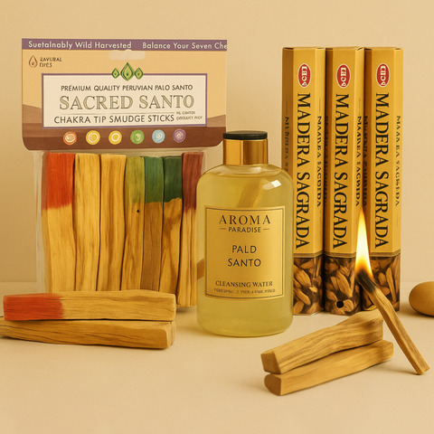 Ultimate Palo Santo Gift Pack – Cleansing Water, Incense & Sticks Set - Aroma Paradise