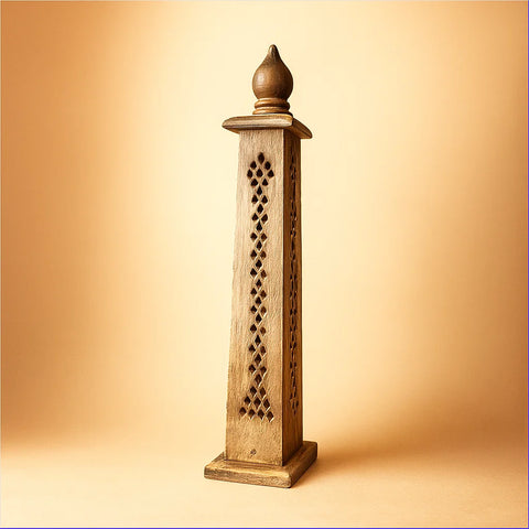 Hand-Carved Wooden Tower Incense Burner - Aroma Paradise