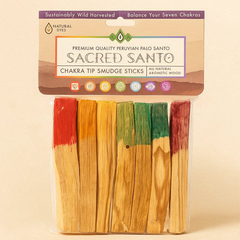 Peruvian 7 Chakra Palo Santo Smudge Sticks (7 Sticks per pack) for spiritual cleansing - Aroma Paradise