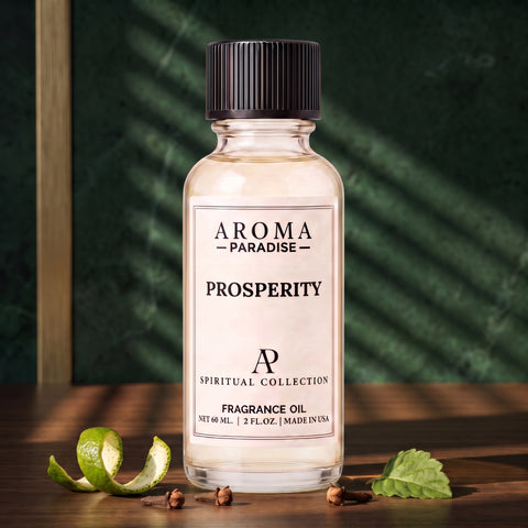 Prosperity spiritual fragrance oil in an editorial scent setting - Aroma Paradise