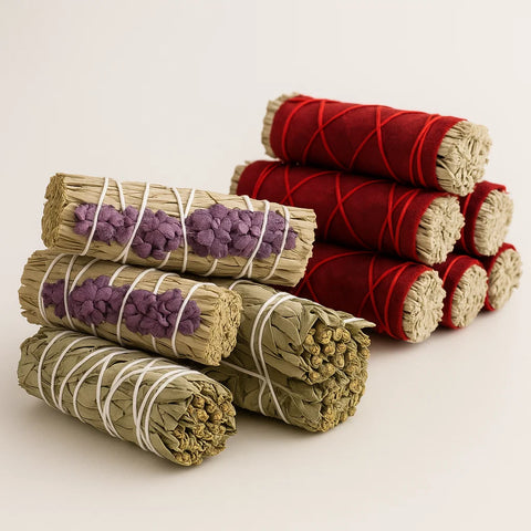 Herbal Sage Gift Pack – Lavender Sage, Eucalyptus Sage & Rose Sage Smudges for spiritual cleansing - Aroma Paradise