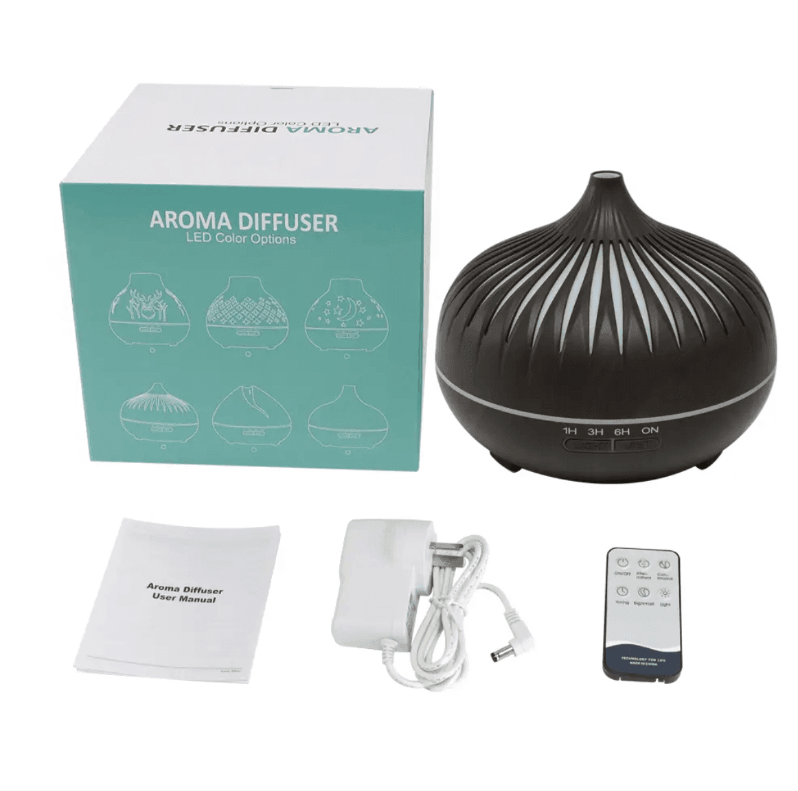 Wood Net Pot Essential Oil Scent Diffuser Humidifier - Dark Wood