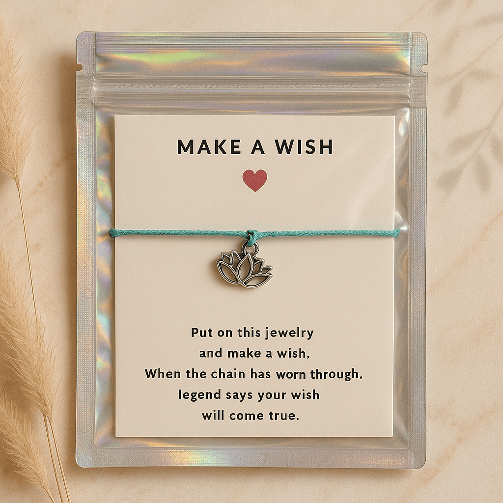 Make A Wish Bracelet - Lotus Flower - Blue - crystal wish bracelet - Aroma Paradise