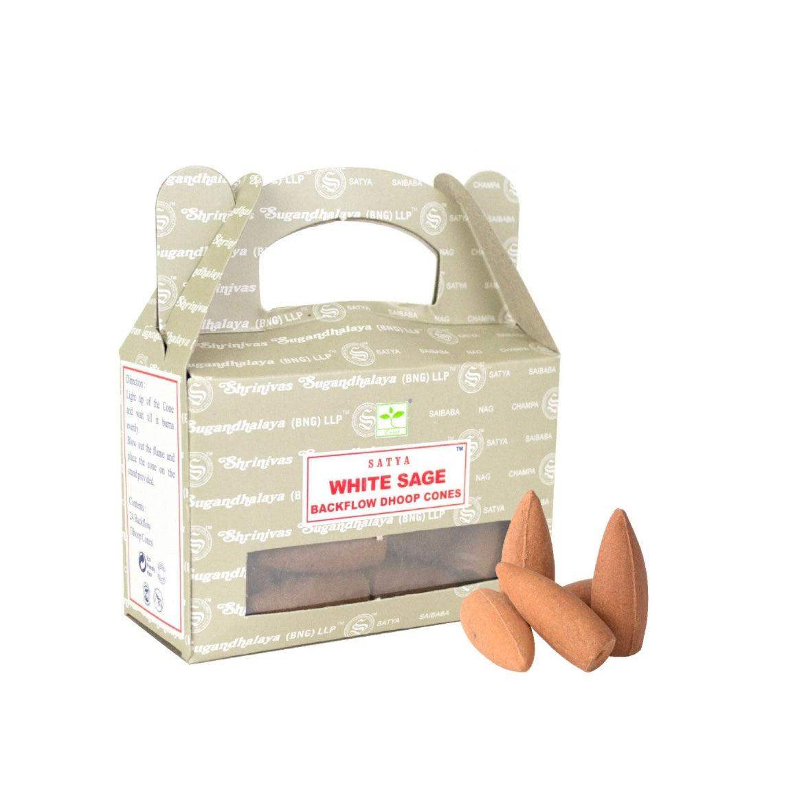 Satya White Sage Backflow Incense Cones - Default Title