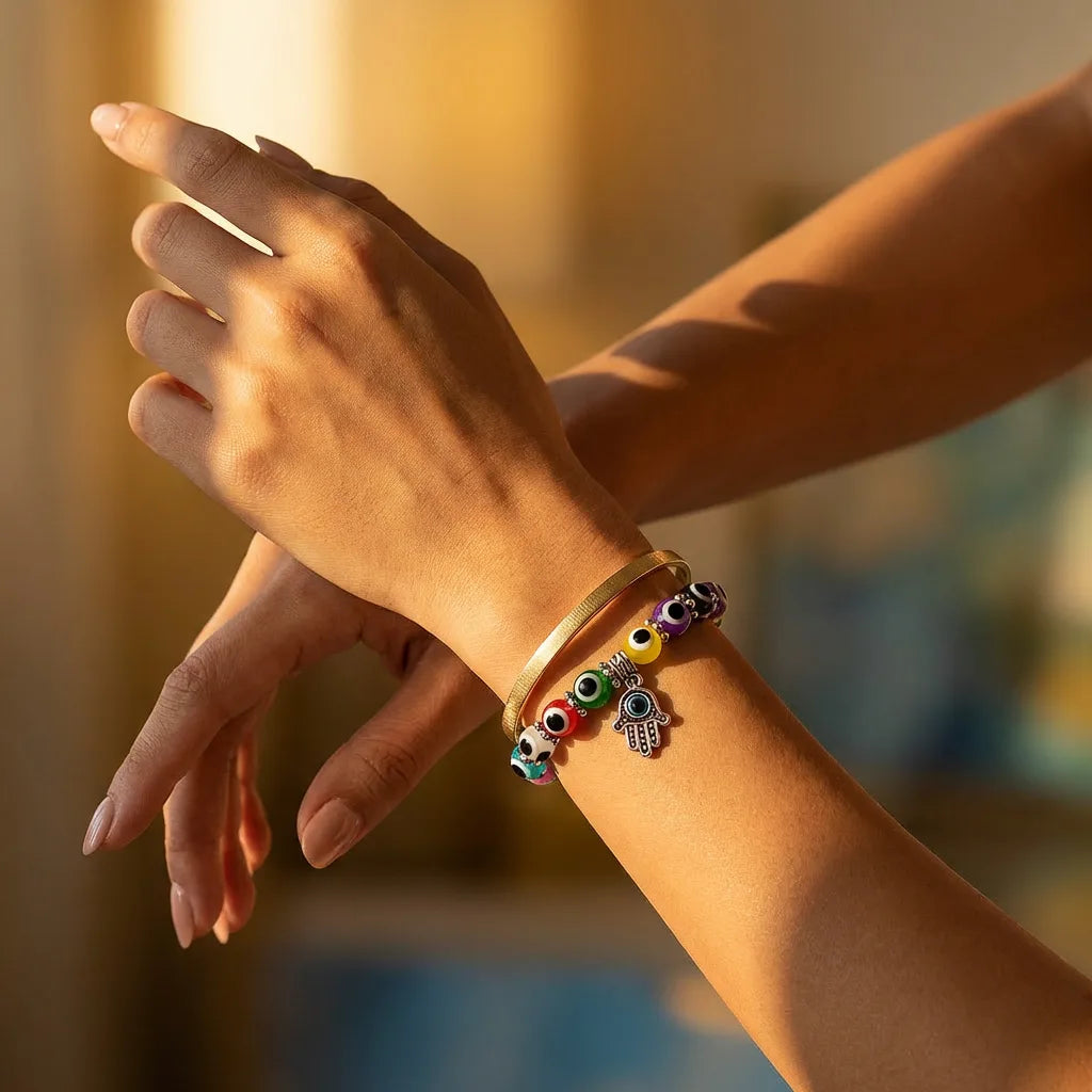 Evil Eye Bracelet - 8mm (Multicolor Regular) — view 2