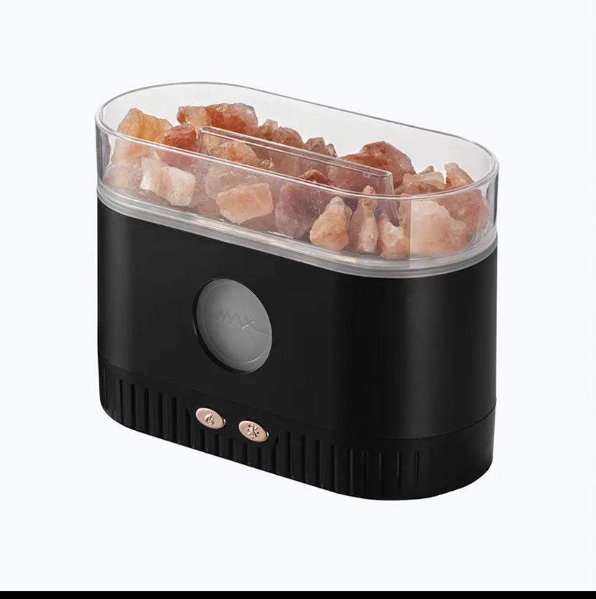 Flame with Himalayan Salt Top Essential Oil Scent Diffuser Humidifier - Black