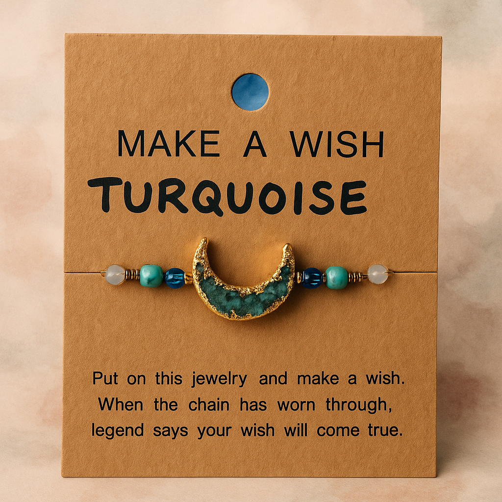Make A Wish Stone Bracelet - Moon - Turquoise