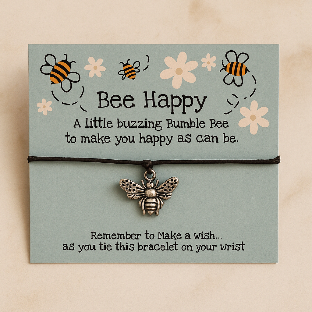 Make a wish Bracelet - Bee Happy - Black