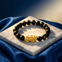 Black Obsidian Wealth Bracelet (Single Dragon)