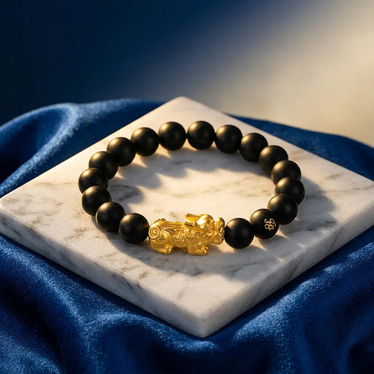Black Obsidian Wealth Bracelet (Single Dragon) — view 1