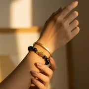 Black Obsidian Wealth Bracelet (Single Dragon) — view 2