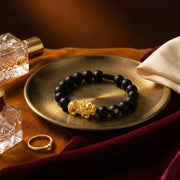 Black Obsidian Wealth Bracelet (Single Dragon) — view 3