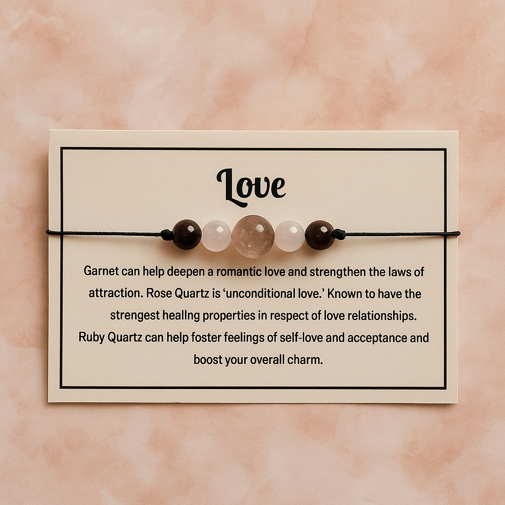 Love Bracelet - crystal lava stone bracelet - Aroma Paradise