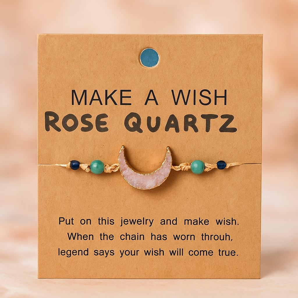 Make A Wish Stone Bracelet - Moon - Rose Quartz