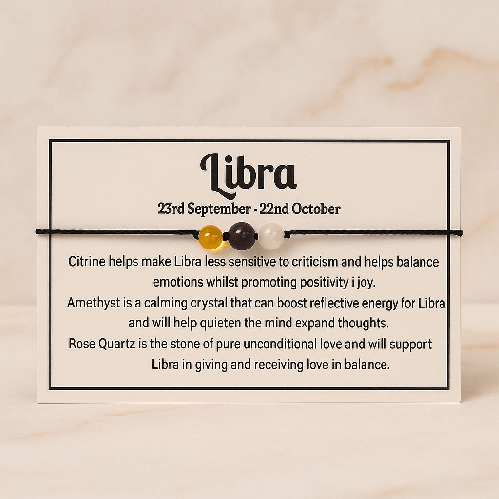 Zodiac crystal bracelet with lava stone beads - detail view - Aroma Paradise