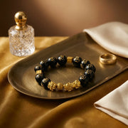 Black Obsidian Wealth Bracelet with Square Blocks - Double Dragon — view 3