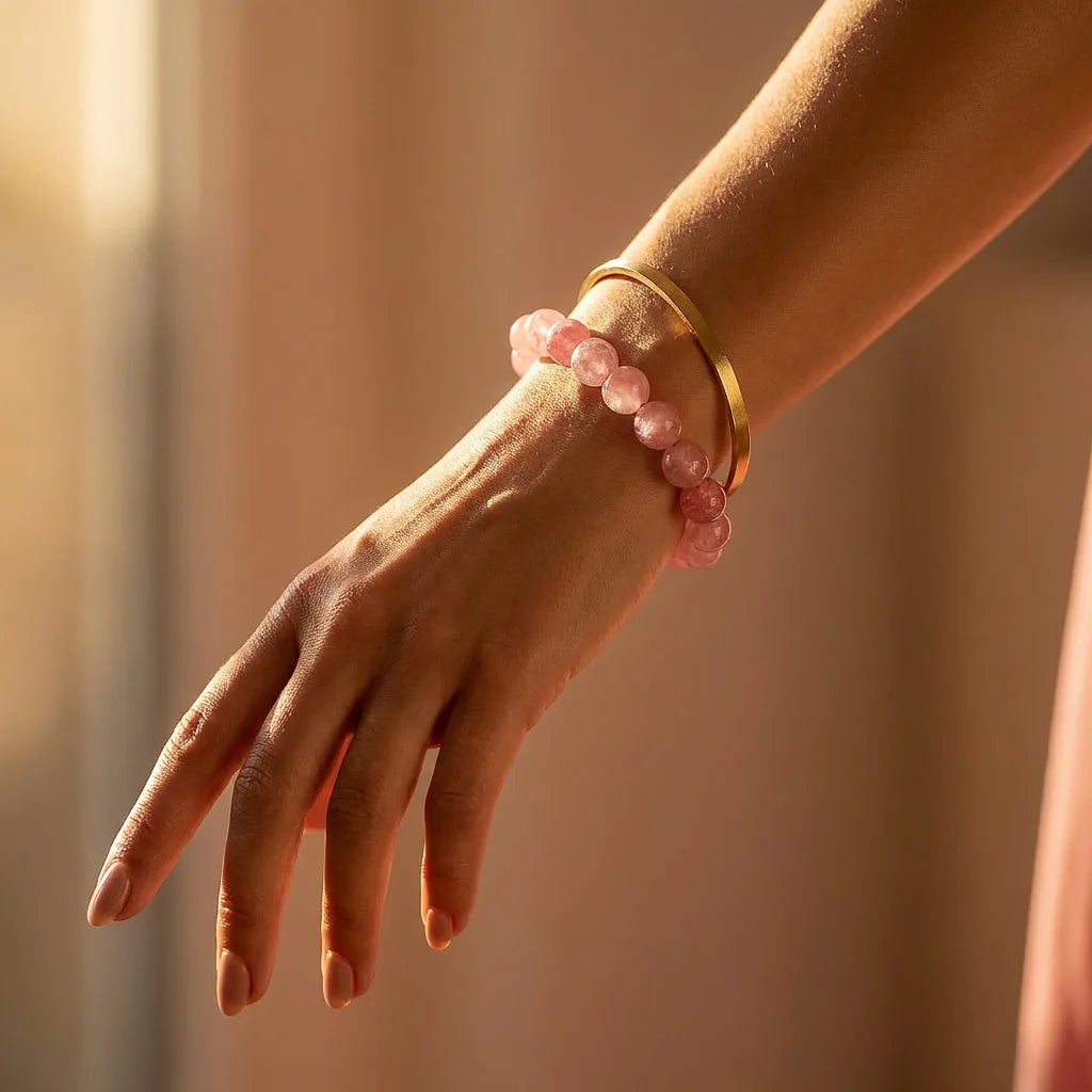 Rose Quartz Crystal Bracelet - 10 mm — view 2
