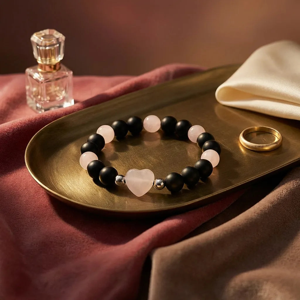 Rose Quartz Heart Crystal Bracelet - 8mm — view 3