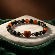 Red Agate Crystal Heart Bracelet - 8mm — view 1