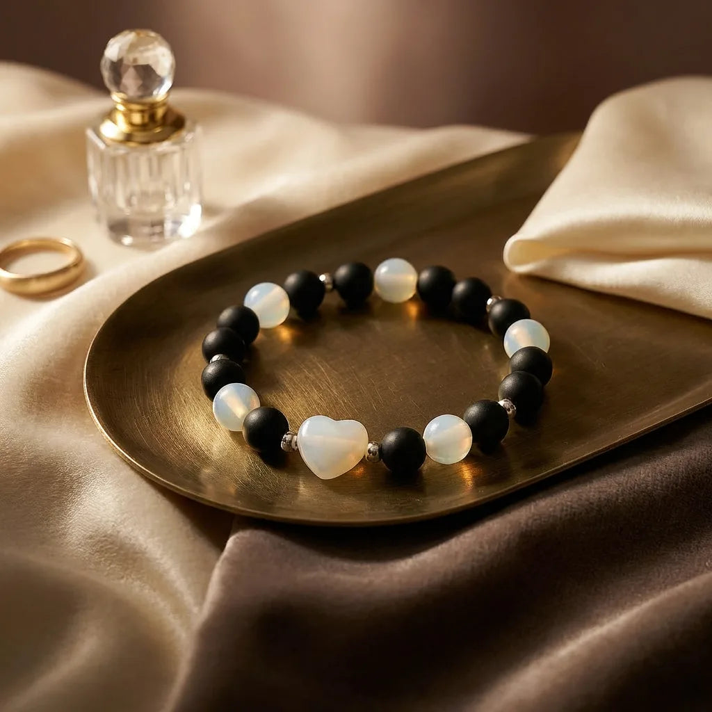 Opal Crystal Heart Bracelet - 8mm — view 3