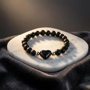 Obsidian Crystal Heart Bracelet - 8mm — view 1