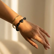 Obsidian Crystal Heart Bracelet - 8mm — view 2