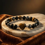 Tiger’s Eye Crystal Heart Bracelet - 8mm — view 1