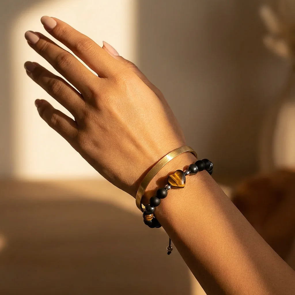 Tiger’s Eye Crystal Heart Bracelet - 8mm — view 2
