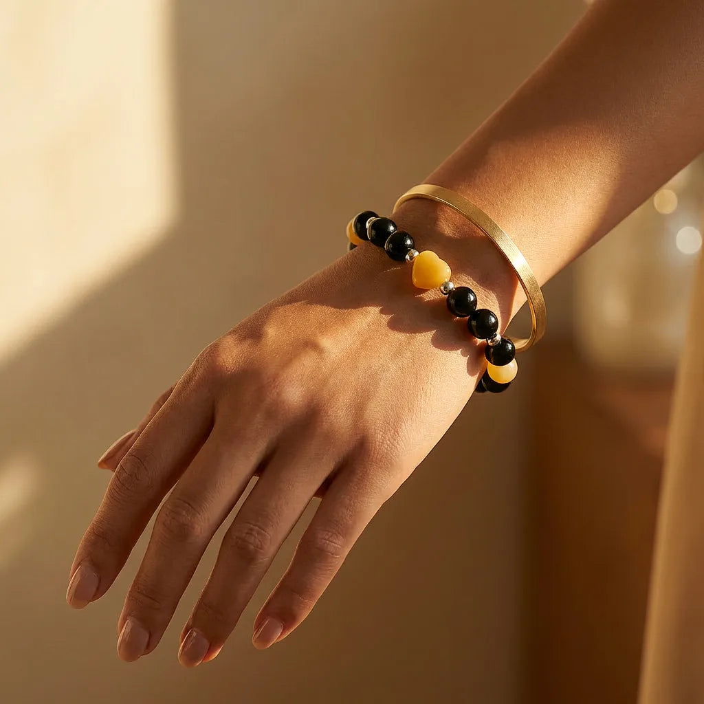Citrine Crystal Heart Bracelet - 8mm — view 2