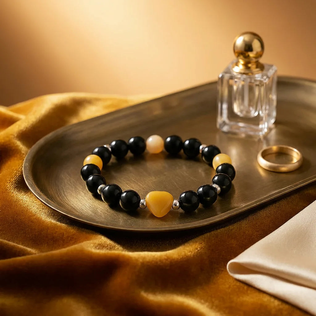 Citrine Crystal Heart Bracelet - 8mm — view 3