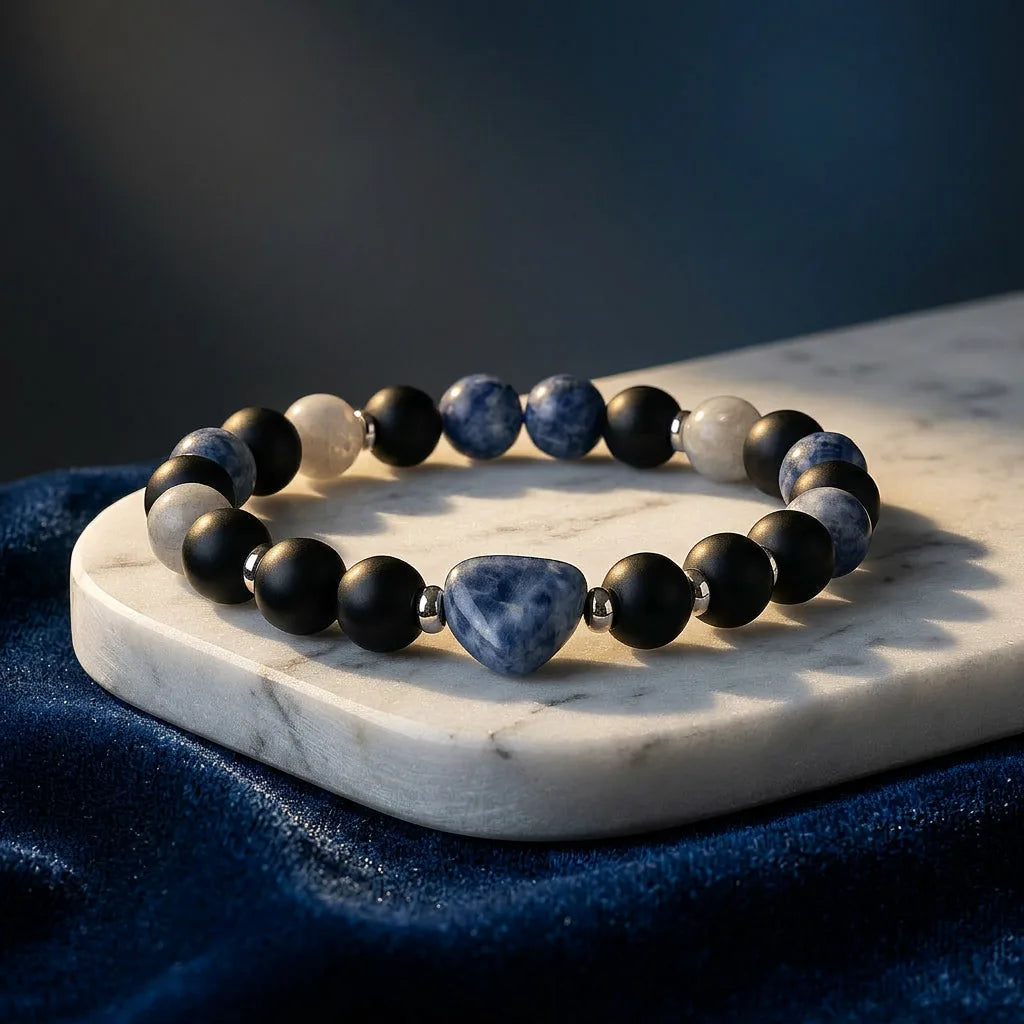 Lapis Lazuli Crystal Heart Bracelet - 8mm — view 1