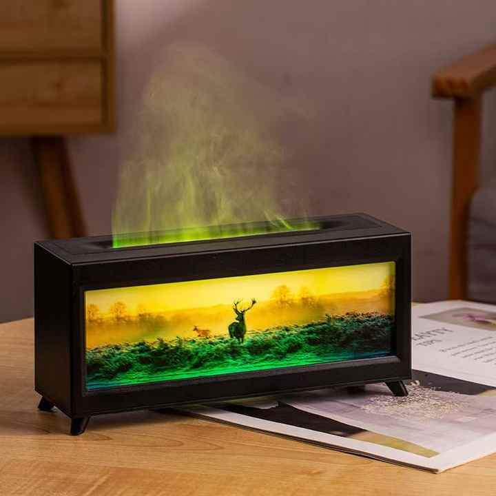 Sunset Warm Flame Essential Oil Scent Diffuser Humidifier - Black