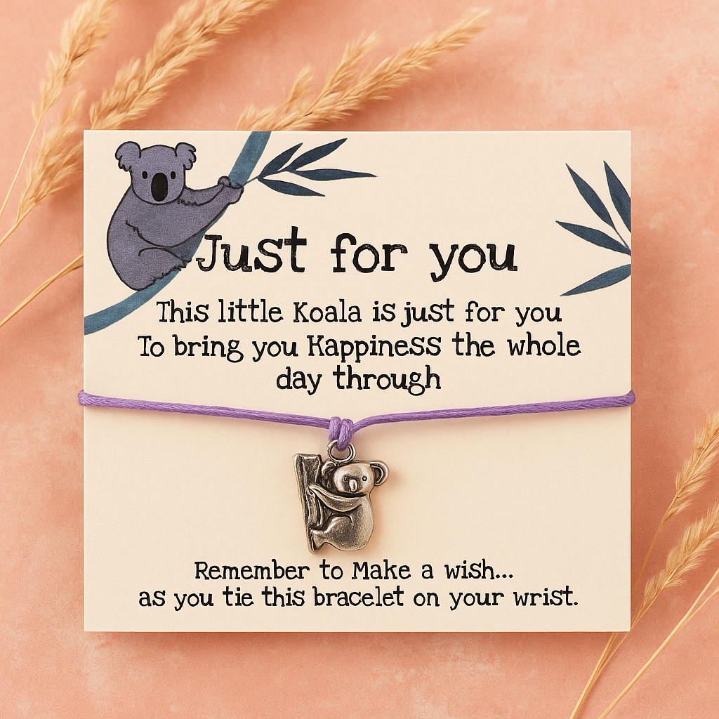Make a wish Bracelet - Just For You - Big Purple Koala Bear