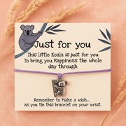 Make a wish Bracelet - Just For You - Big Purple Koala Bear - crystal wish bracelet - Aroma Paradise