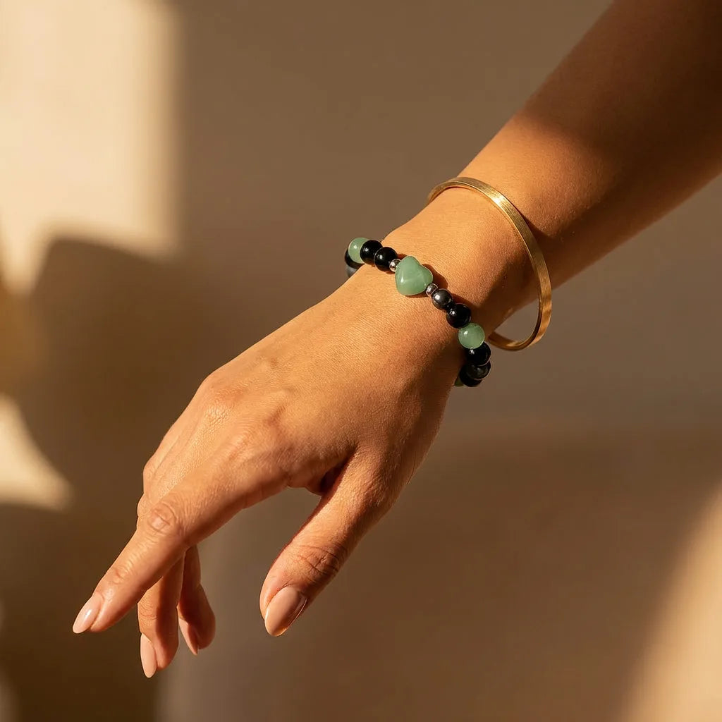 Green Aventurine Crystal Heart Bracelet - 8mm — view 2