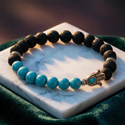 Turquoise Hamsa Hand Bracelet - 8mm — view 1
