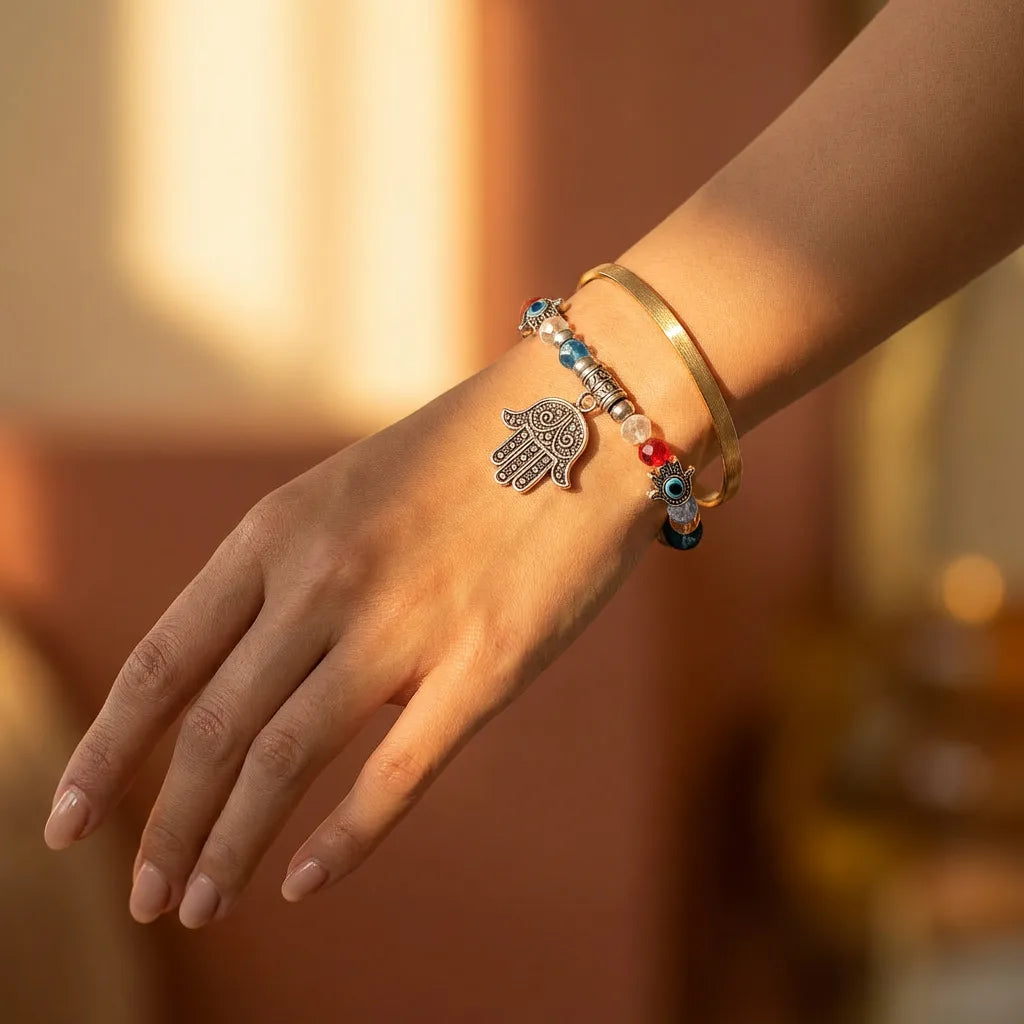 Evil Eye Bracelet - 8mm (Multicolor with charm) — view 2