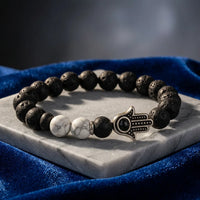 Howlite Hamsa Hand Bracelet - 8mm