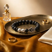 Howlite Hamsa Hand Bracelet - 8mm — view 3