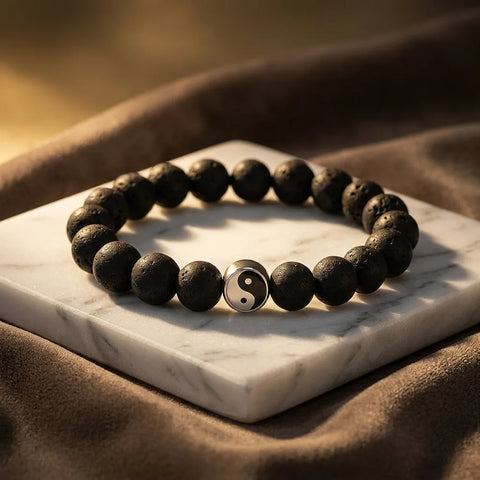 Yin Ying Bracelet With Lava - 10mm — view 1