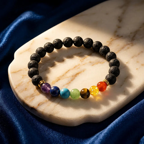 7-Chakra Lava Stone Bracelet - 8mm — view 1
