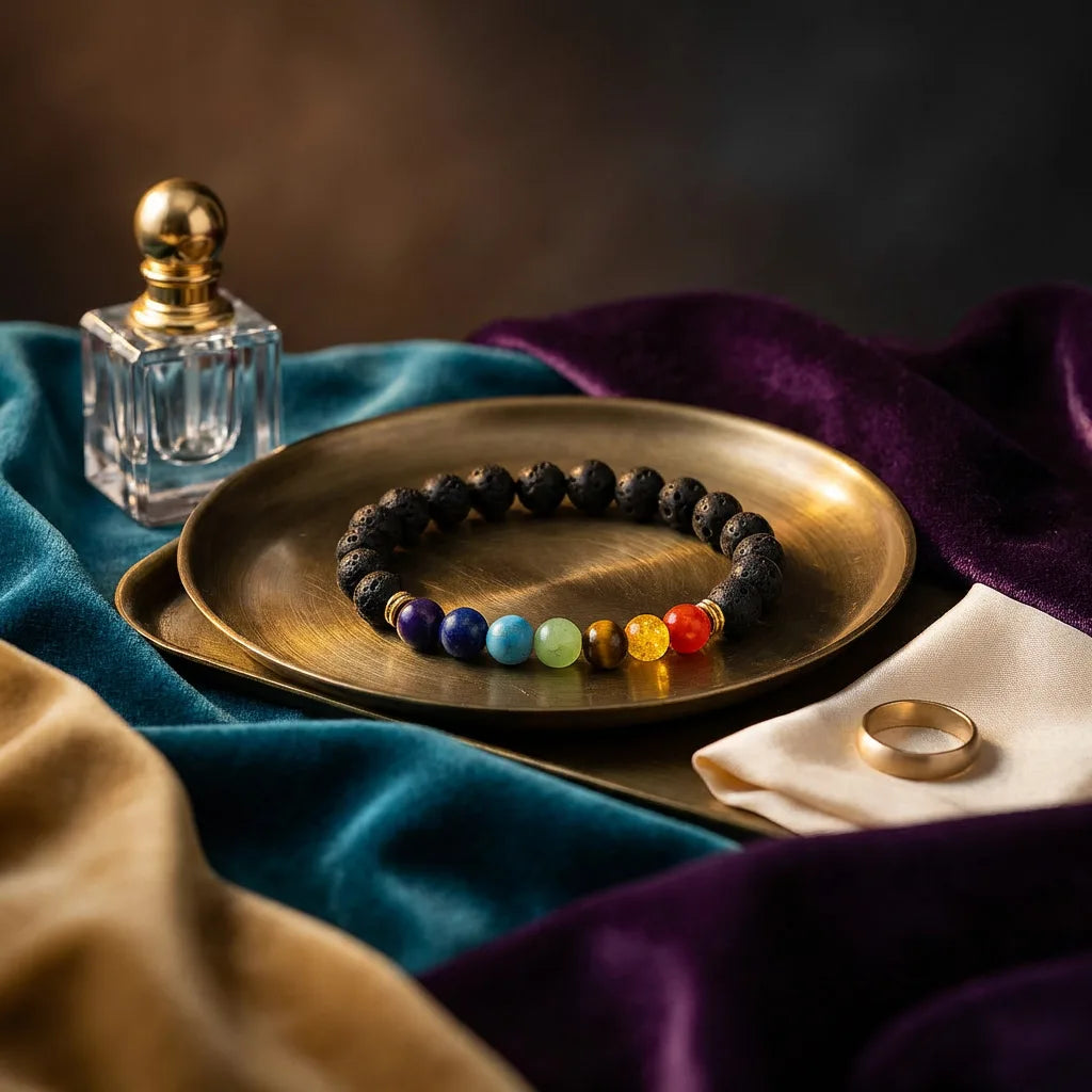 7-Chakra Lava Stone Bracelet - 8mm — view 3