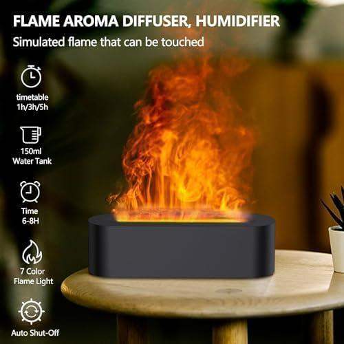Sleek Warm Flame Essential Oil Scent Diffuser Humidifier - Black