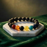 7-Chakra Bracelet with Lava - 10mm