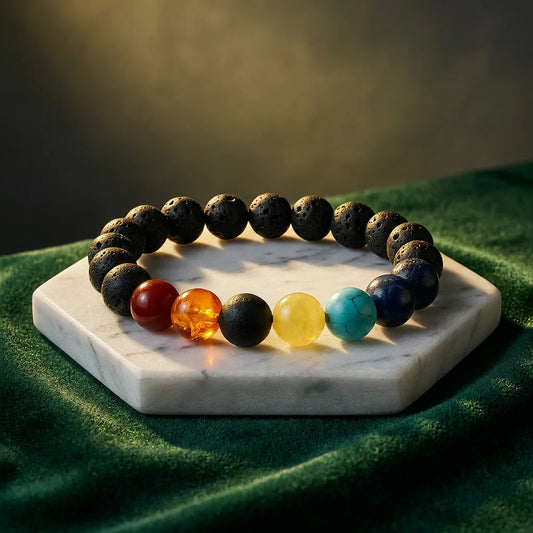 7-Chakra Bracelet with Lava - 10mm — view 1