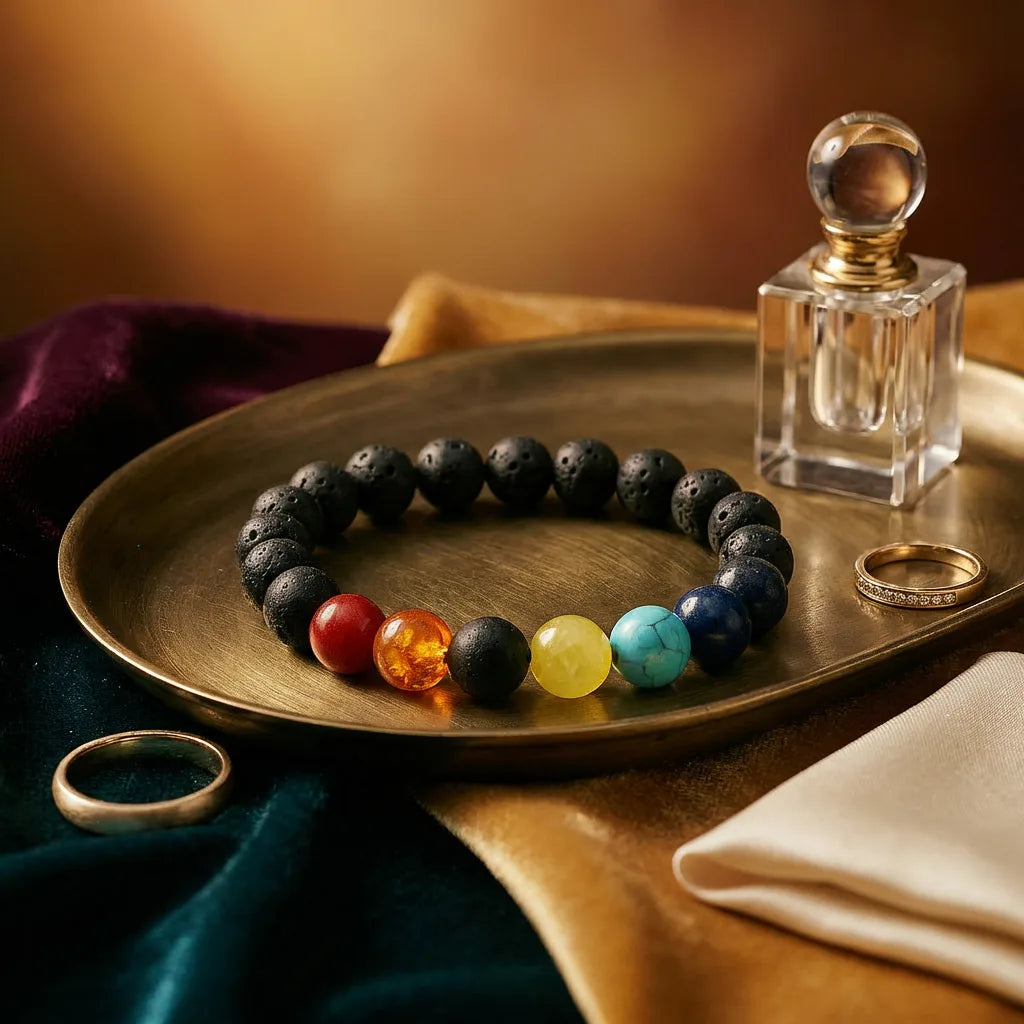 7-Chakra Bracelet with Lava - 10mm — view 3