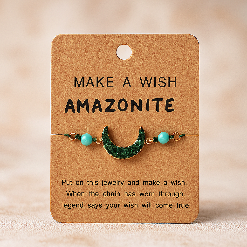 Make A Wish Stone Bracelet - Moon - Amazonite